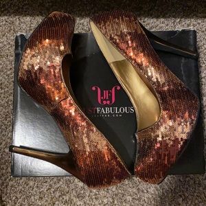 Sequined heels by JustFab! Size 11